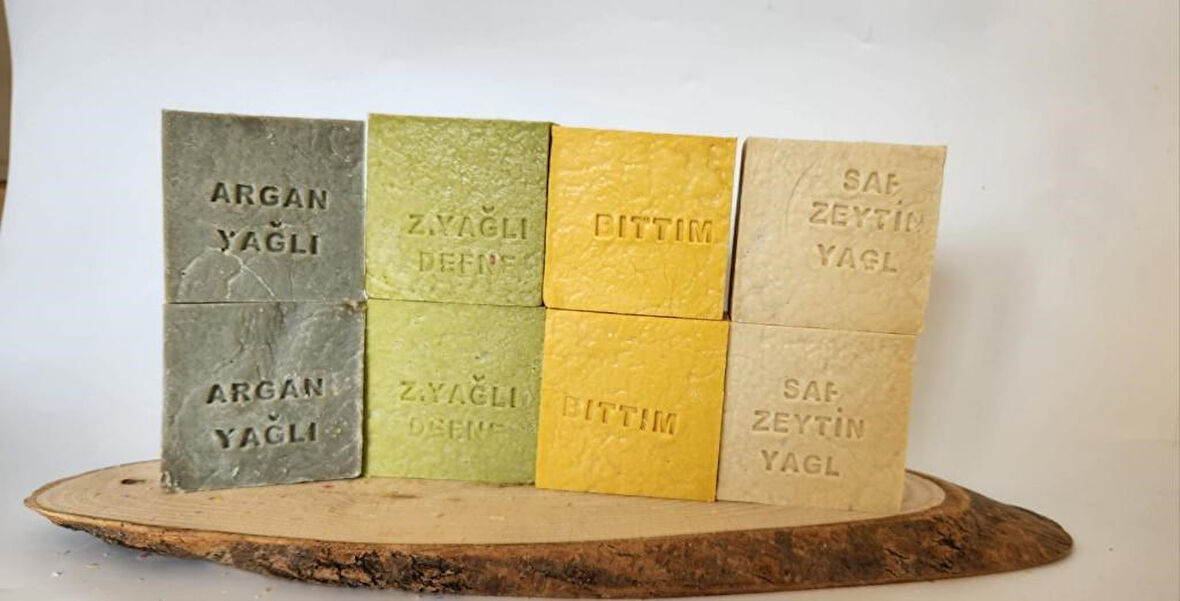 Büro Ev Ofis Hediyesi için 8ADET Zeytin Argan Defne Bıttım Özlü Doğal Sabun Mini Seti