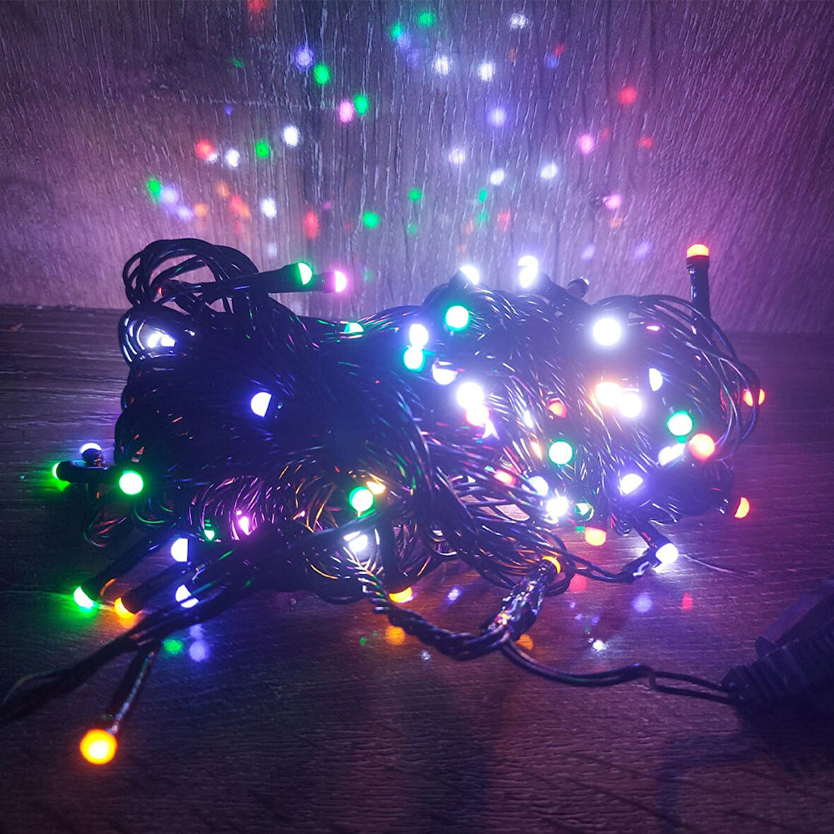 Büro Ev Ofis Yazlık için 10MT 100LED Damla Uçlu Led Rgb Işık Siyah Kablolu Lamba