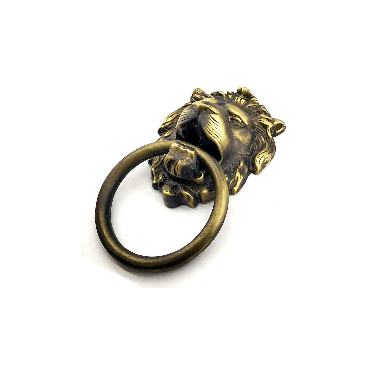 Büro Ev Dekoru için 12X15CM Mini Retro Pirinç Aslan Kapı Tokmağı