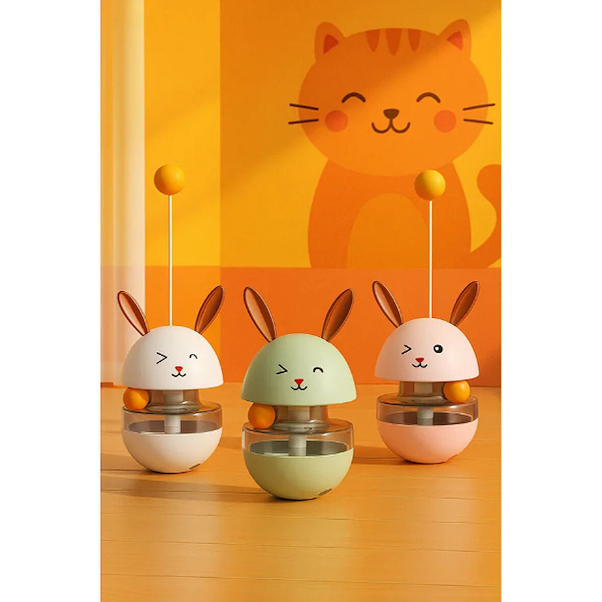 Büro Ev Evcil Hayvanı Kedi için Mama Hazneli Hacıyatmaz Oyuncağı