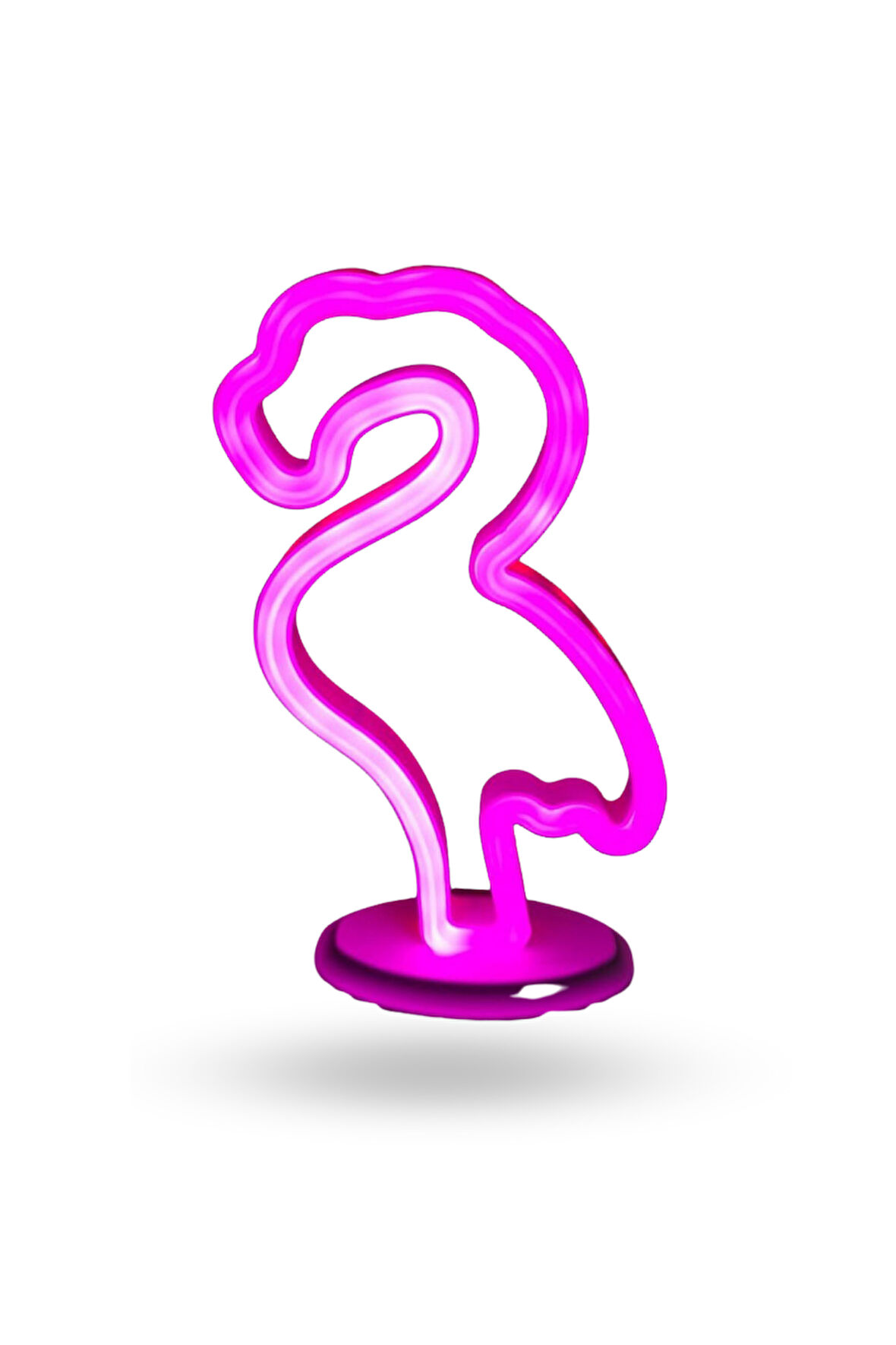 Büro Ev Ofis Hediyesi için Usb Pilli Neon Işıklı Flamingo Yazılı Masaüstü Gece Lambası