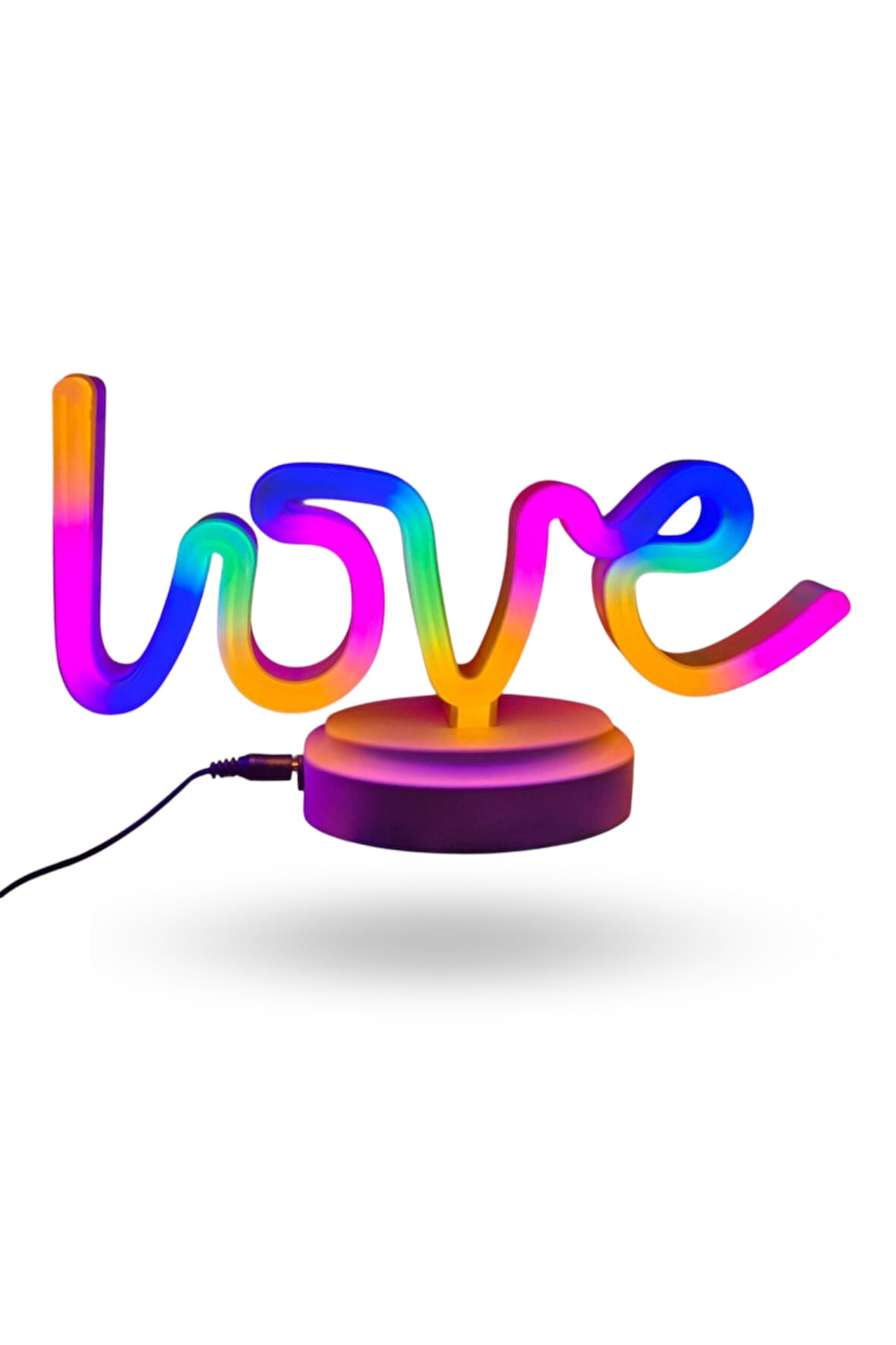 Büro Ev Ofis Hediyesi için Usb Pilli Neon Işıklı Love Yazılı Masaüstü Gece Lambası