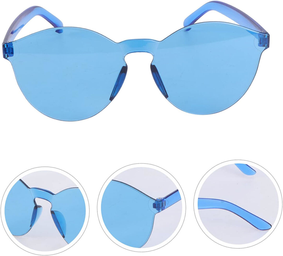 Büro Ev Ofis Parti Kostümü için 5X14CM Çerçevesiz Sert Mika Retro Oval Mavi Gözlük