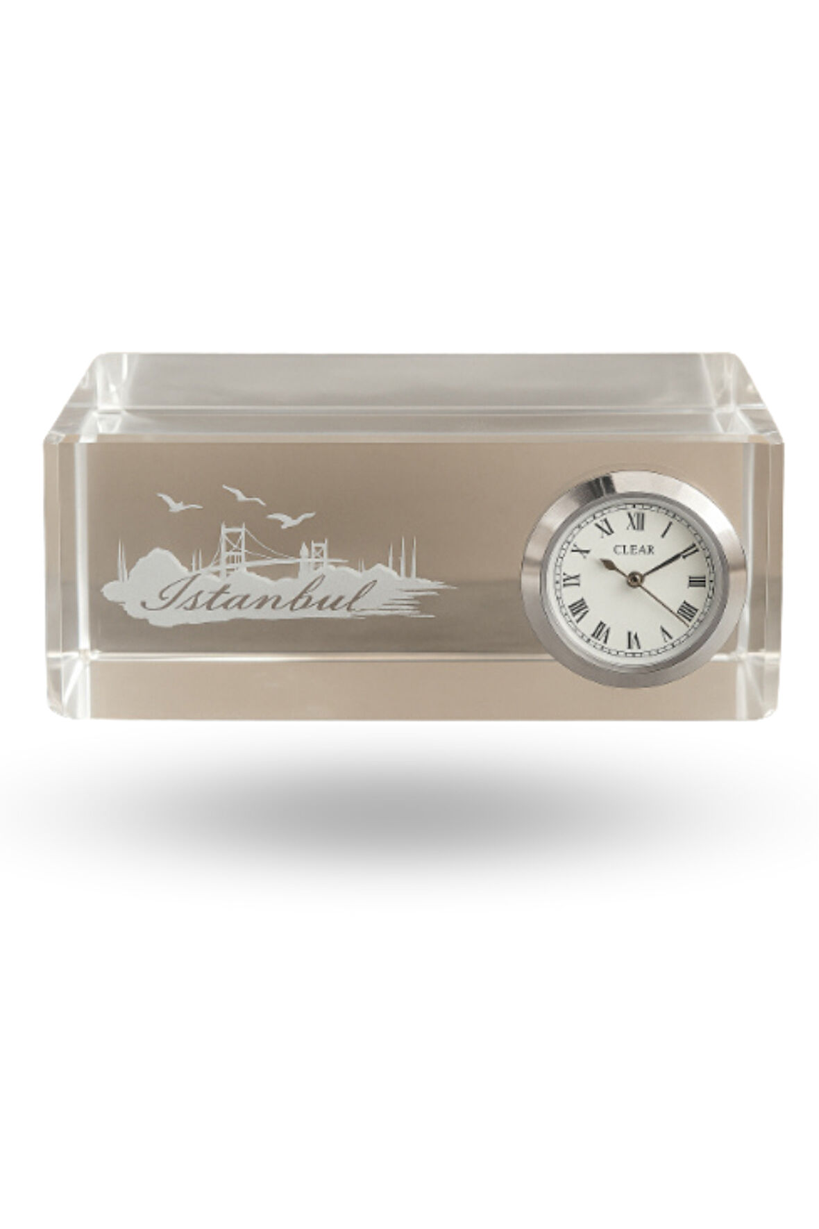 Büro Ev Ofis Hediyesi için İstanbu Hatırası Kristal Masaüstü Saat
