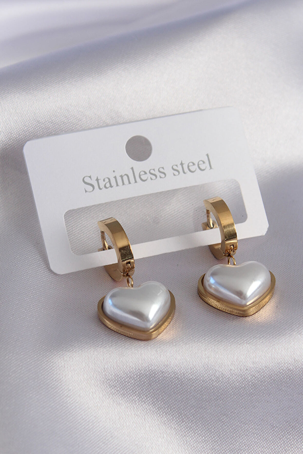 Zarif Kadın için Golden Çelik Tasarım Küpe