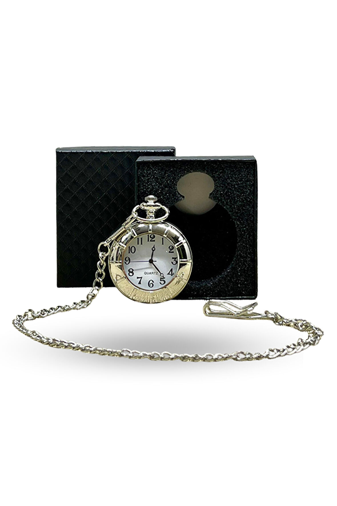 Büro Ev Ofis Hediyesi için Kutulu Silver Modern Stil Köstekli Saat