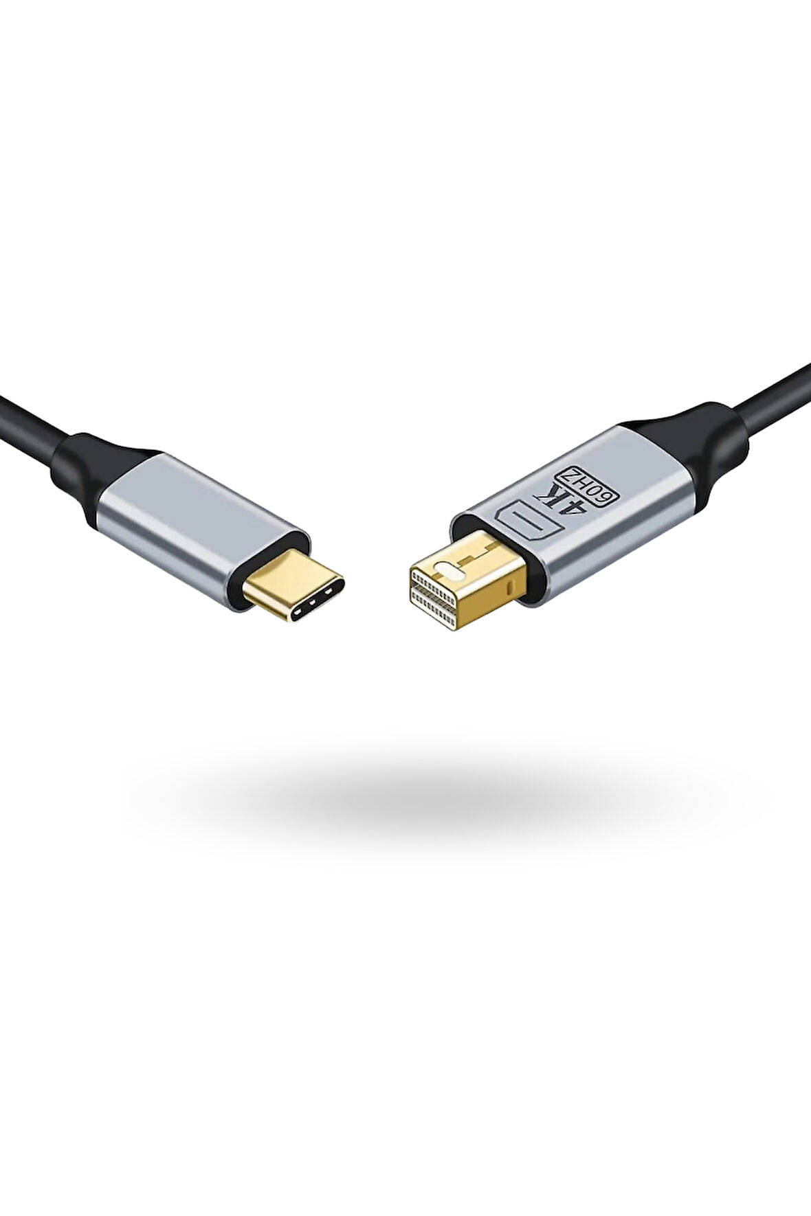 Büro Ev Ofis Cihazları için 1.8MT Siyah UsbC-MiniDp Çevirici Kablo