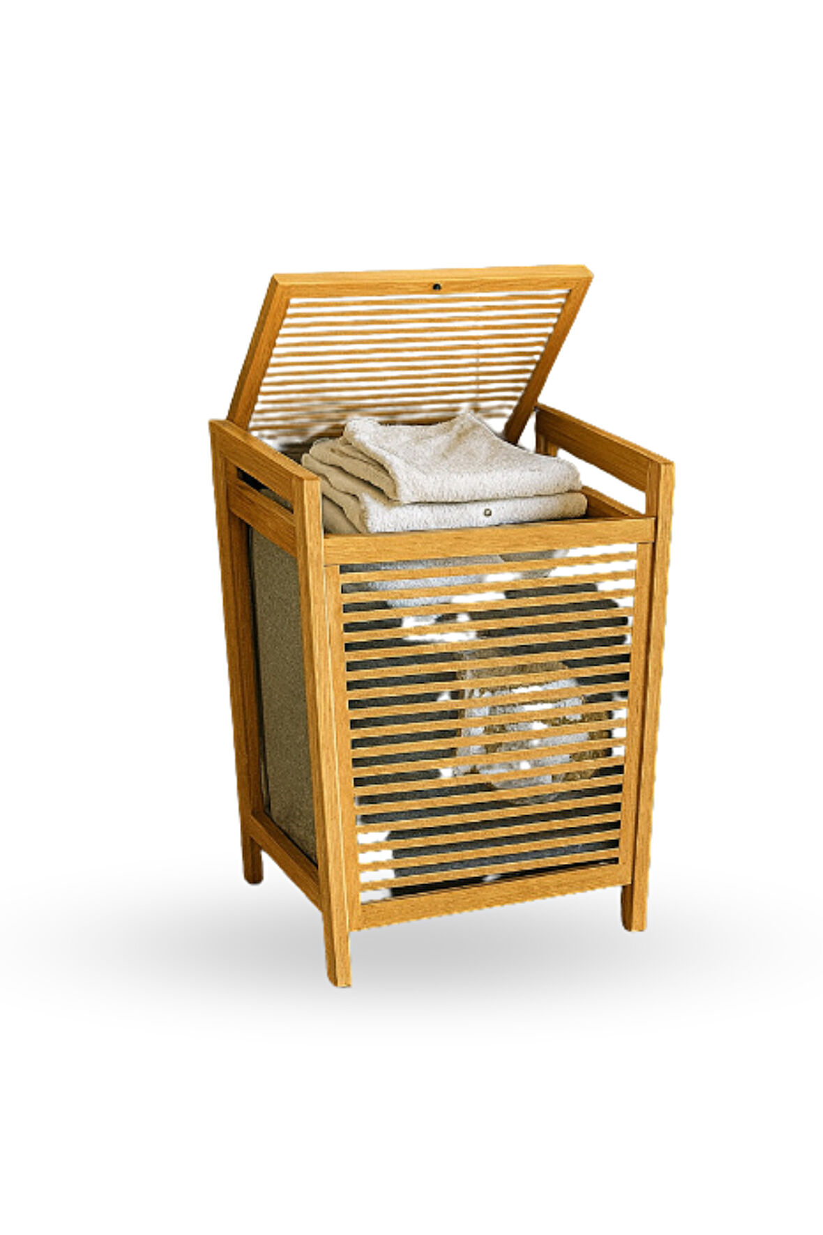 Büro Ev Ofis Dekoru için 40X35X60CM Ahşap Bambu Kirli Çamaşır Sepeti