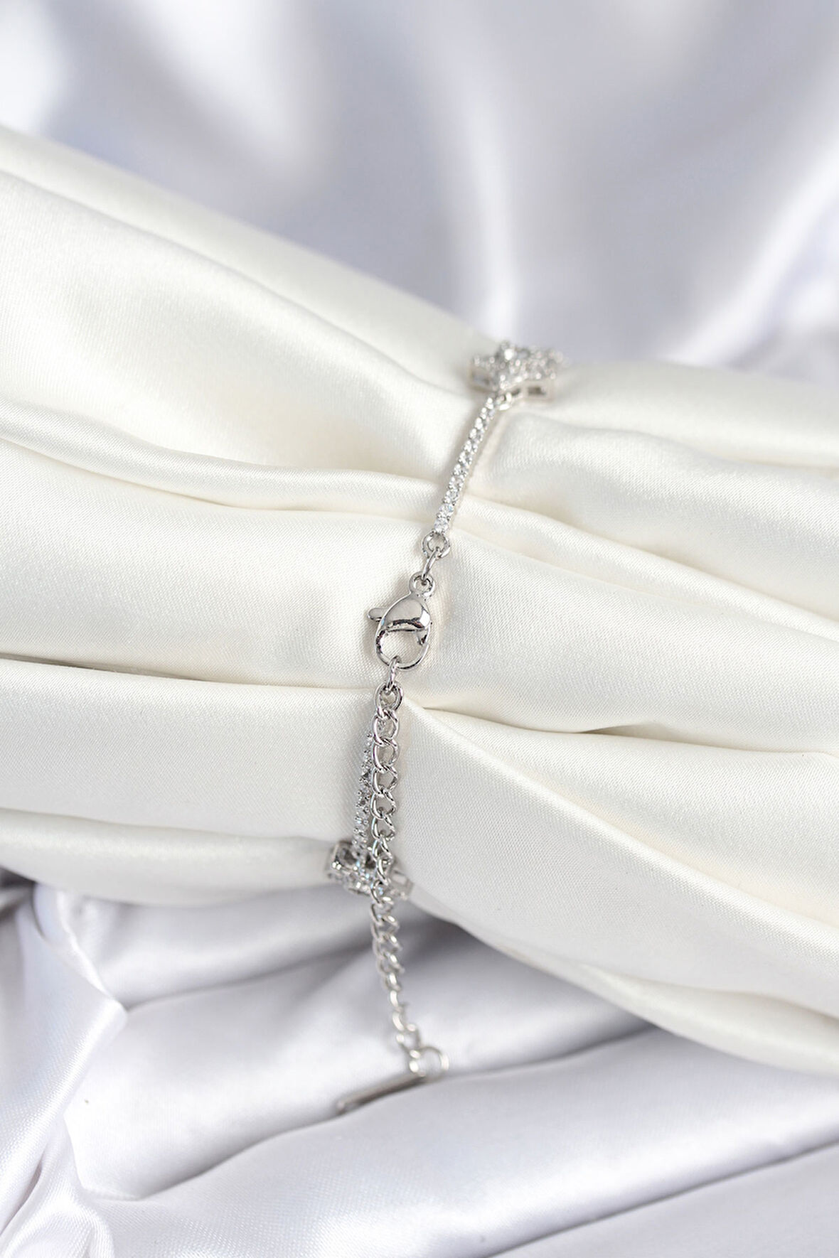 Zarif Kadın için Silver Pirinç Yapım Yıldız Bileklik