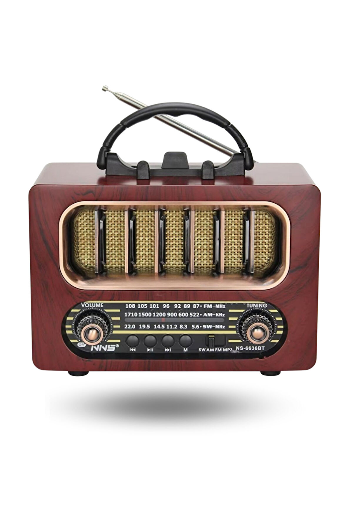 Büro Ev Ofis Hediyesi için Ahşap Retro Taşınır Bluetooth Hoparlörlü Şarjlı Radyo