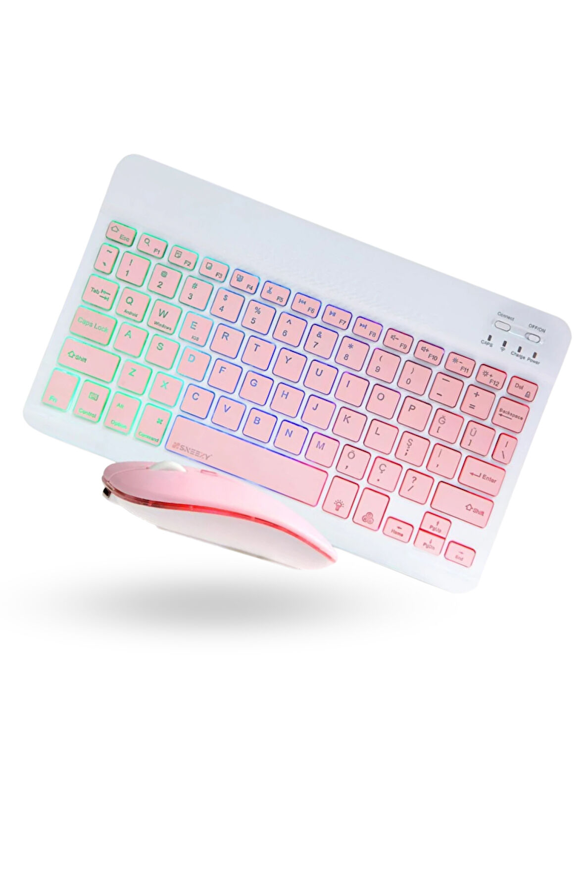 Büro Ev Ofis Bilgisayarı için Pembe Rgb Işıklı Klavye Mouse Seti