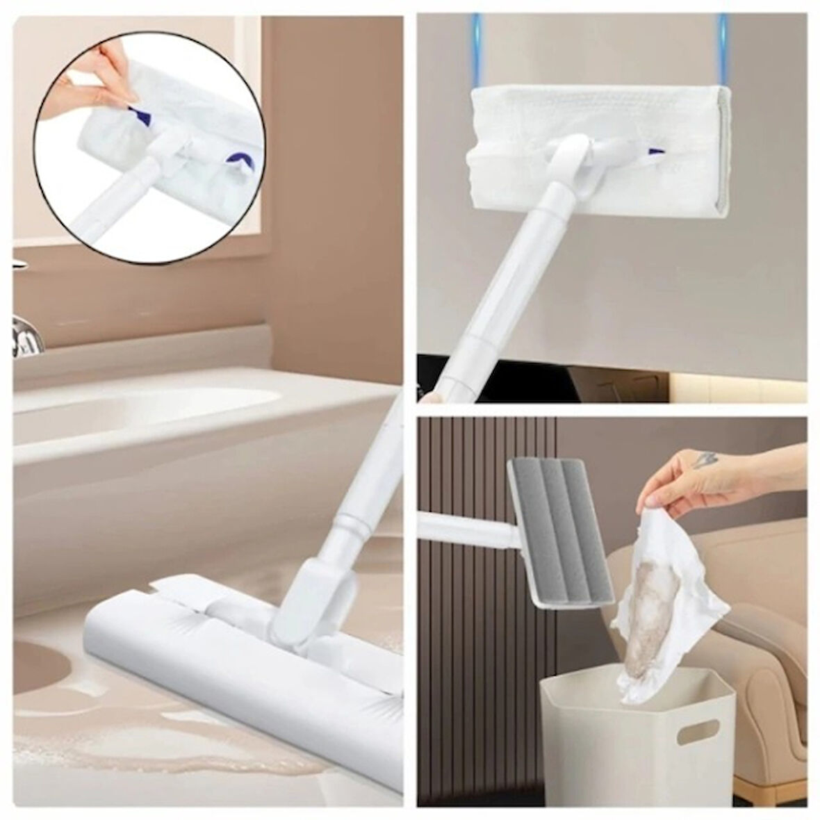 Büro Ev Ofis Yazlık Hijyeni için Mikrofiber Paspas Bezli Mop