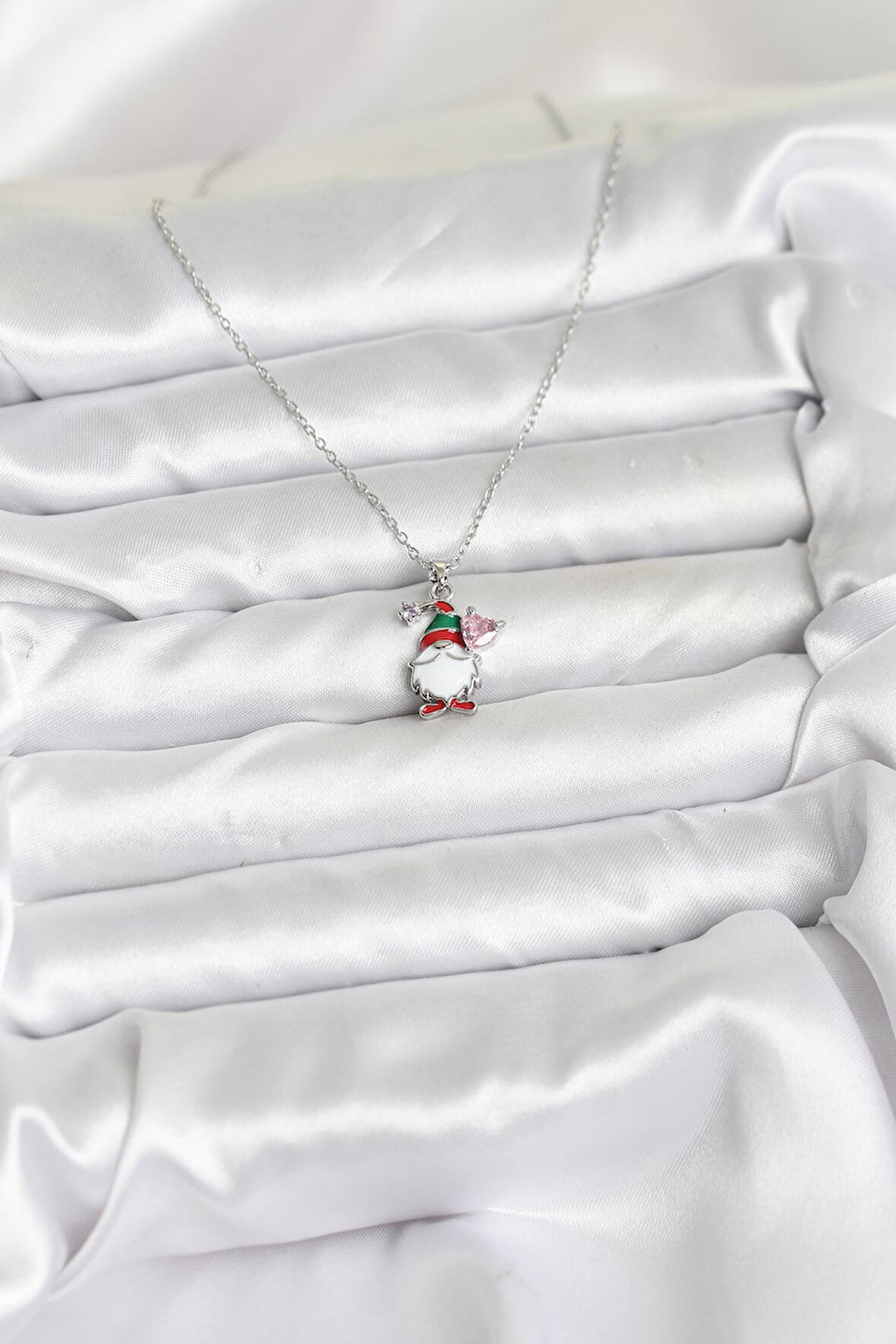 Zarif Boyunlar için Silver Çelik Zincir Yılbaşı Tema Kadın Kolye