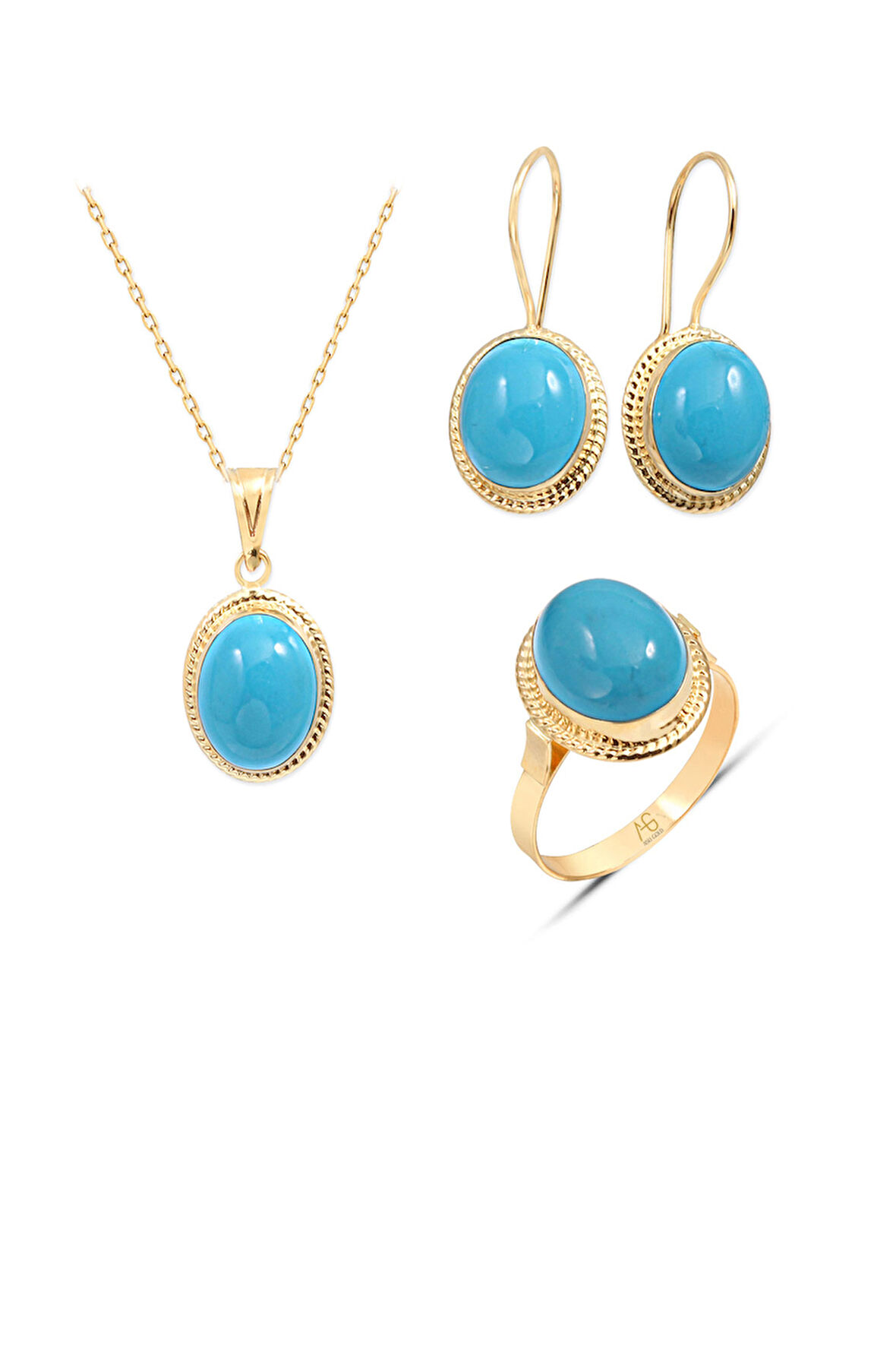 Firuze Taşlı Altın Mini Set