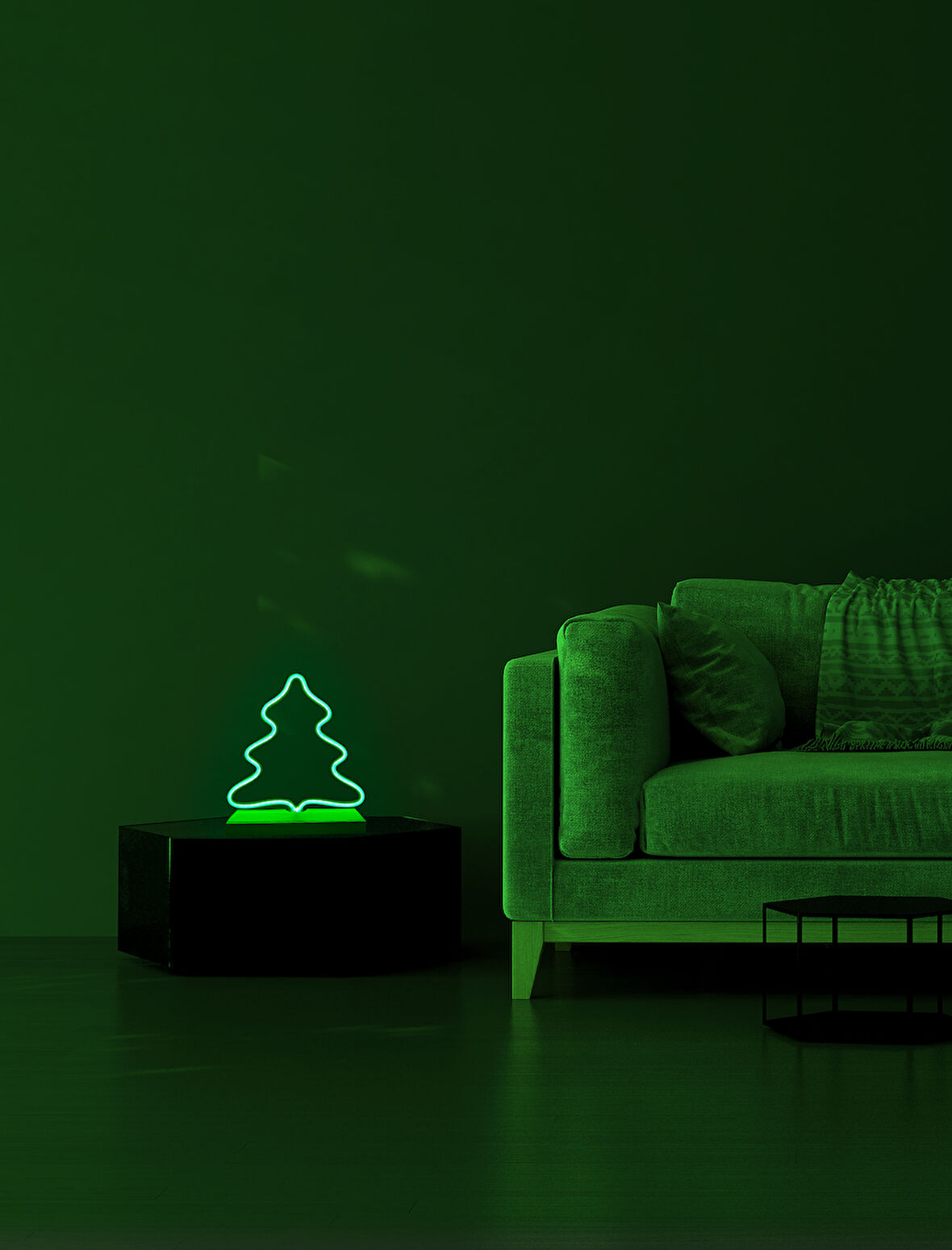 Ağaç Figürlü Yeşil Neon Gece Lambası