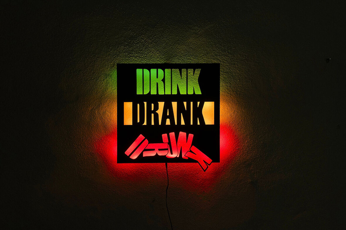 Tablo Marketi Drink Drank Drunk Yazılı Tablo - 50x50 cm