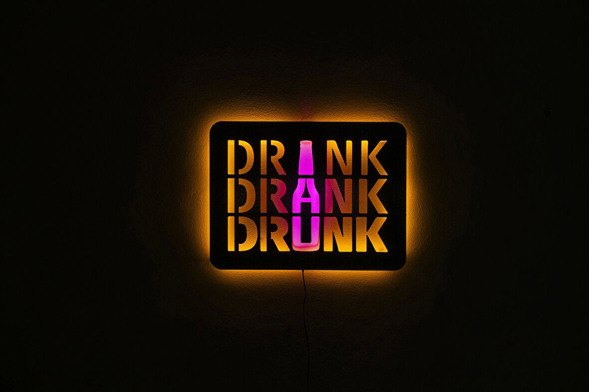 Tablo Marketi Drink Drank Drunk Yazılı Tablo - 70x50 cm