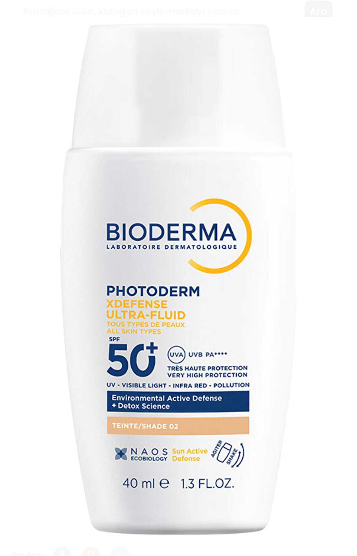 Bioderma Photoderm XDefense Spf50+ Tüm Cilt Tipleri İçin Renkli Güneş Kremi 40 ml - Light
