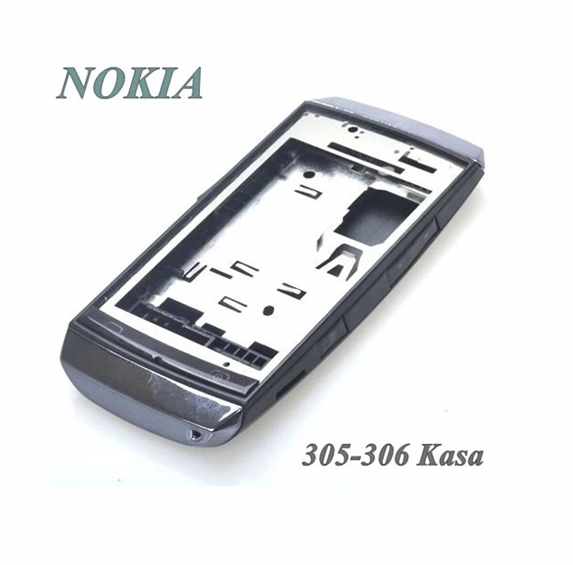 Nokia Asha 305 Full Kasa Kapak Tuş Takımı Nokia 306 Uyumlu Siyah Renk Orta Kasa Ön Kapak Arka Kapak