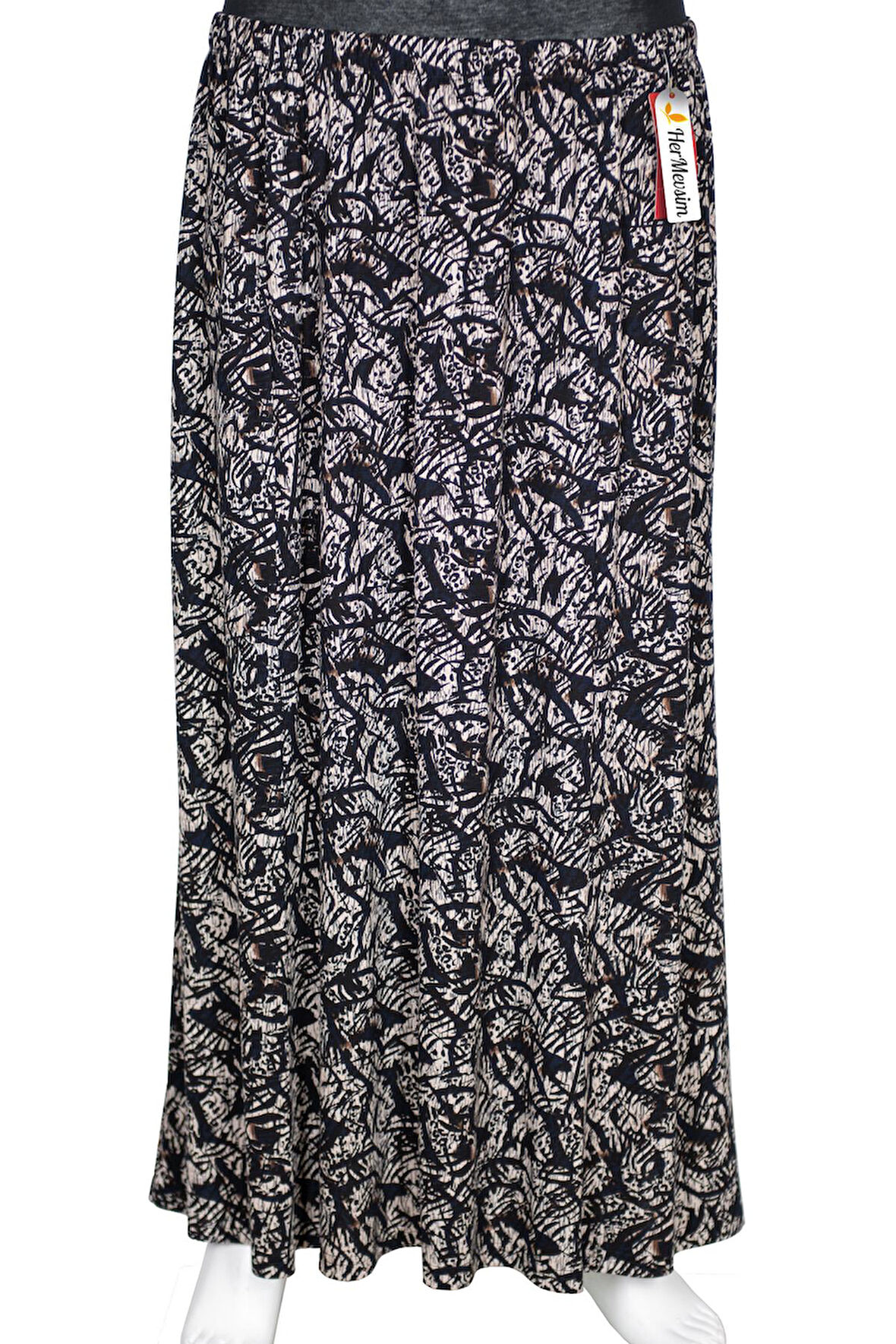 Hesna Kadın Ecem Battal Beden 8 Parça Lastikli Siyah Etek D48