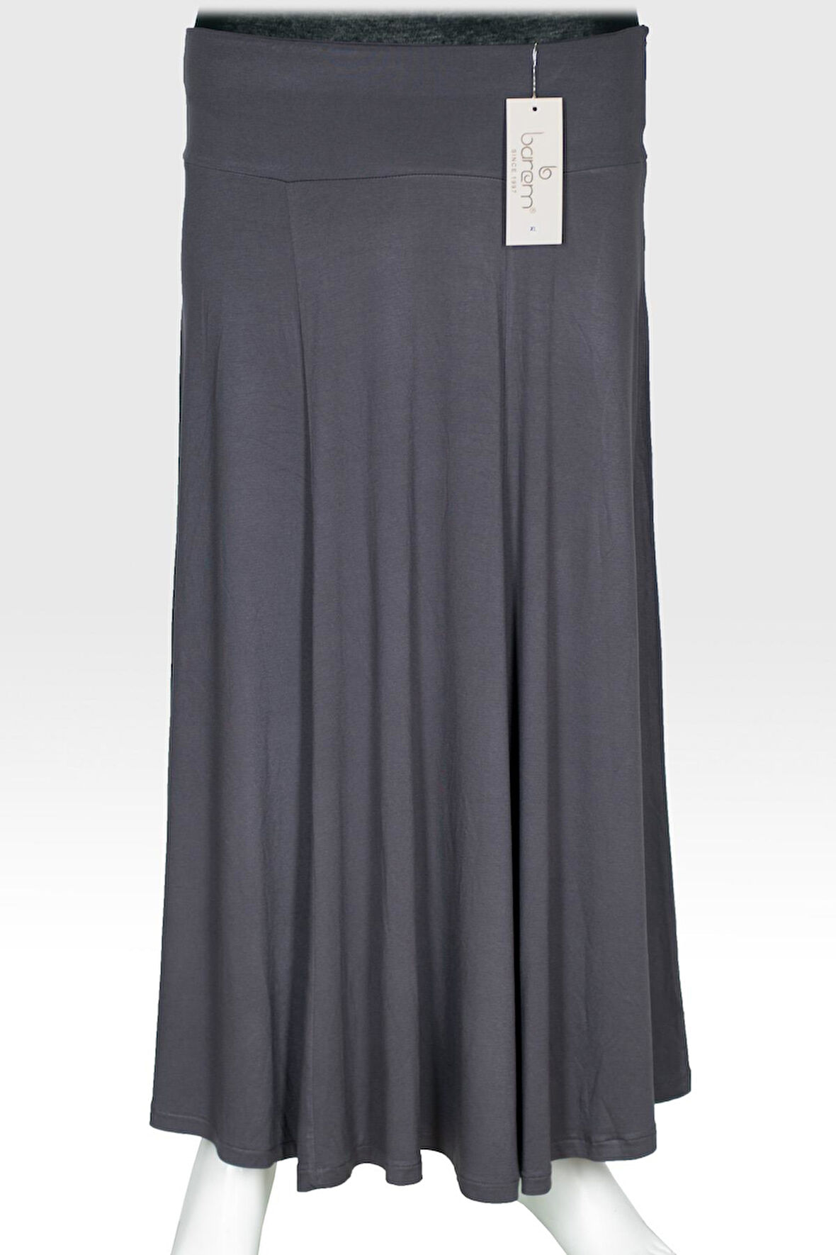 Barem Kadın Lamia Korsajlı Parçalı Astarsız Basic Gri Penye Etek