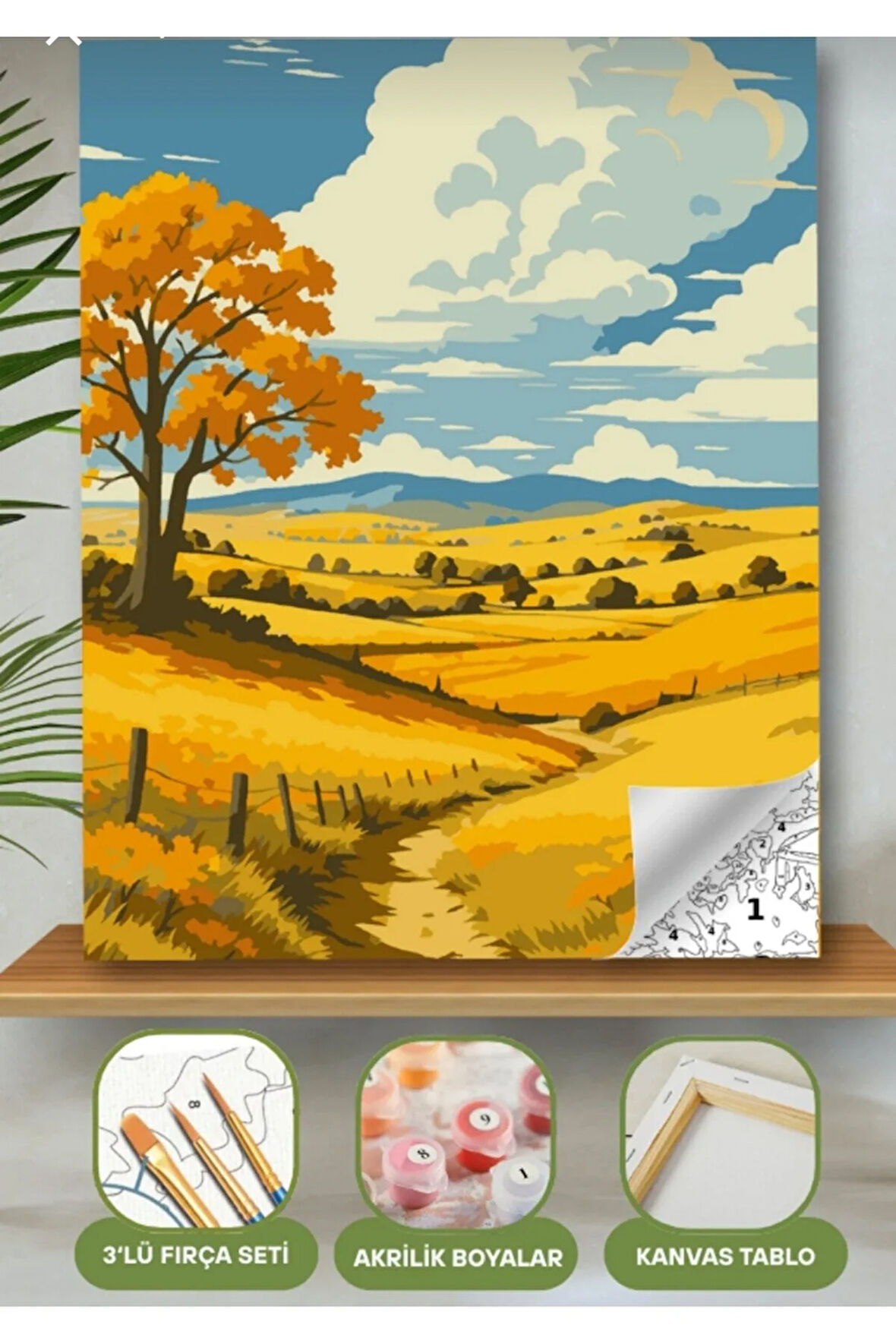 Sayılarla Boyama Seti 40x50 Cm (Çıtalı) Fırça Boya Dahil Numaralı Tuval Bahar Manzara