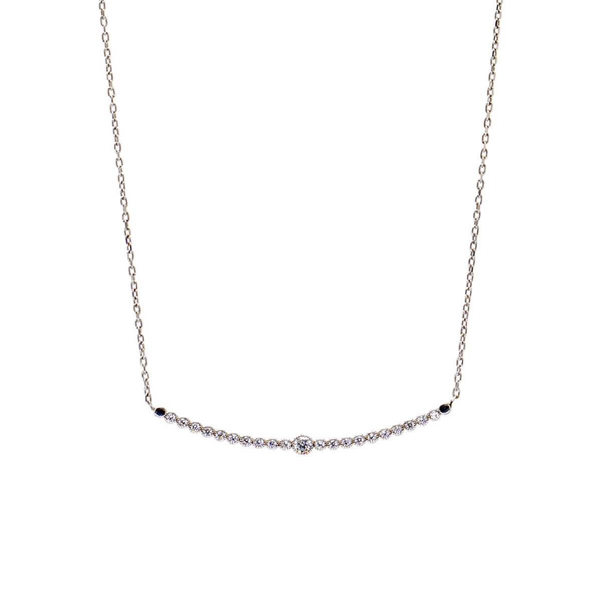 Tesbihane Sıralı Zirkon Taşlı 925 Ayar Gümüş Kadın Kolye