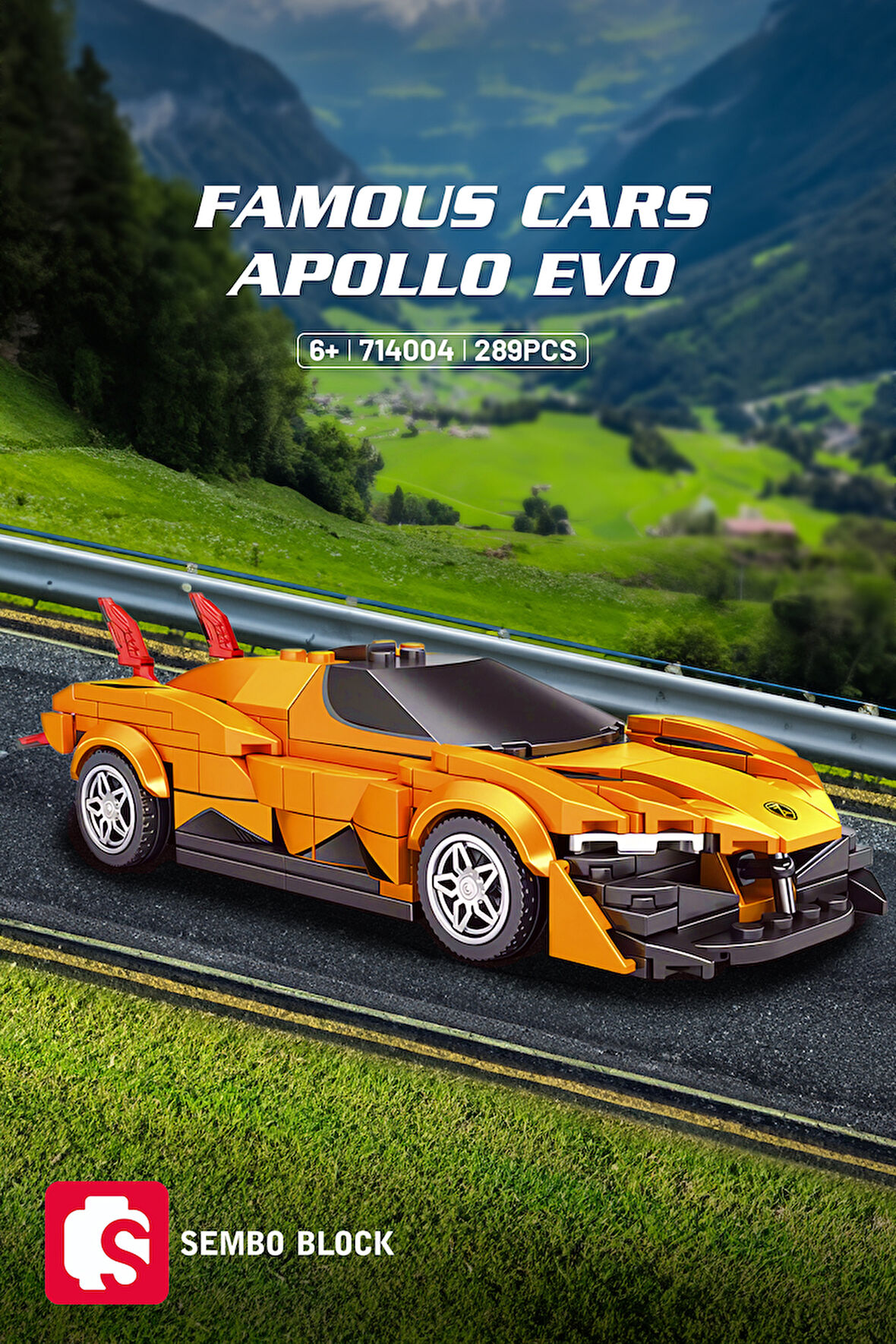 Sembo Block Famous Cars Apollo Evo 289 Parça yapı blokları Lego ile uyumlu (714004)