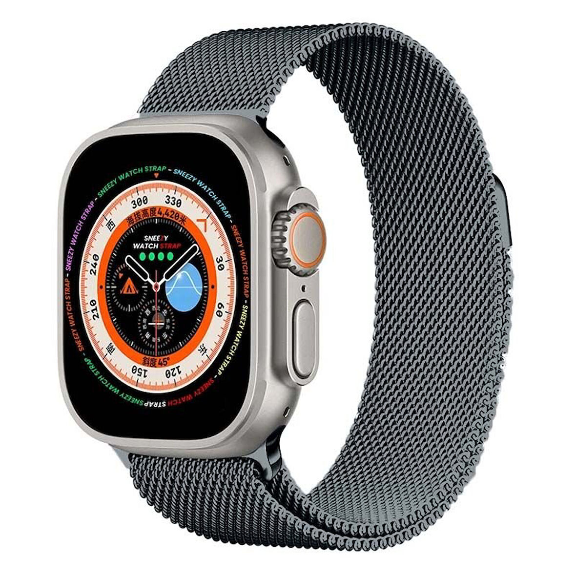 Apple Watch 49mm Seri 8 Ultra Uyumlu Woven Wire Tasarım Metal Hasır Kordon