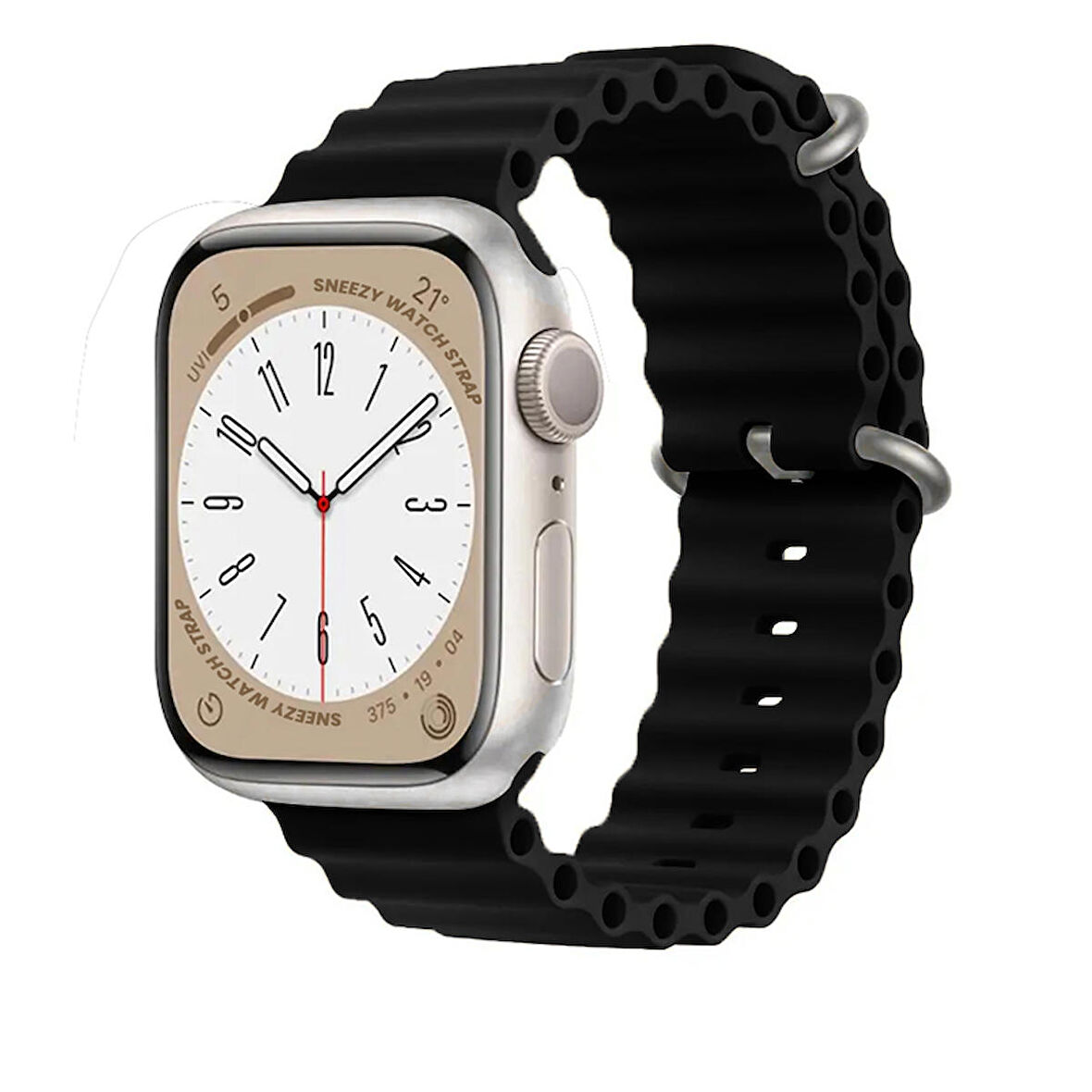 Apple Watch 42mm 44mm 45mm Seri 1 2 3 4 5 6 7 8 Se Uyumlu Seaflex Ocean Silikon Kordon