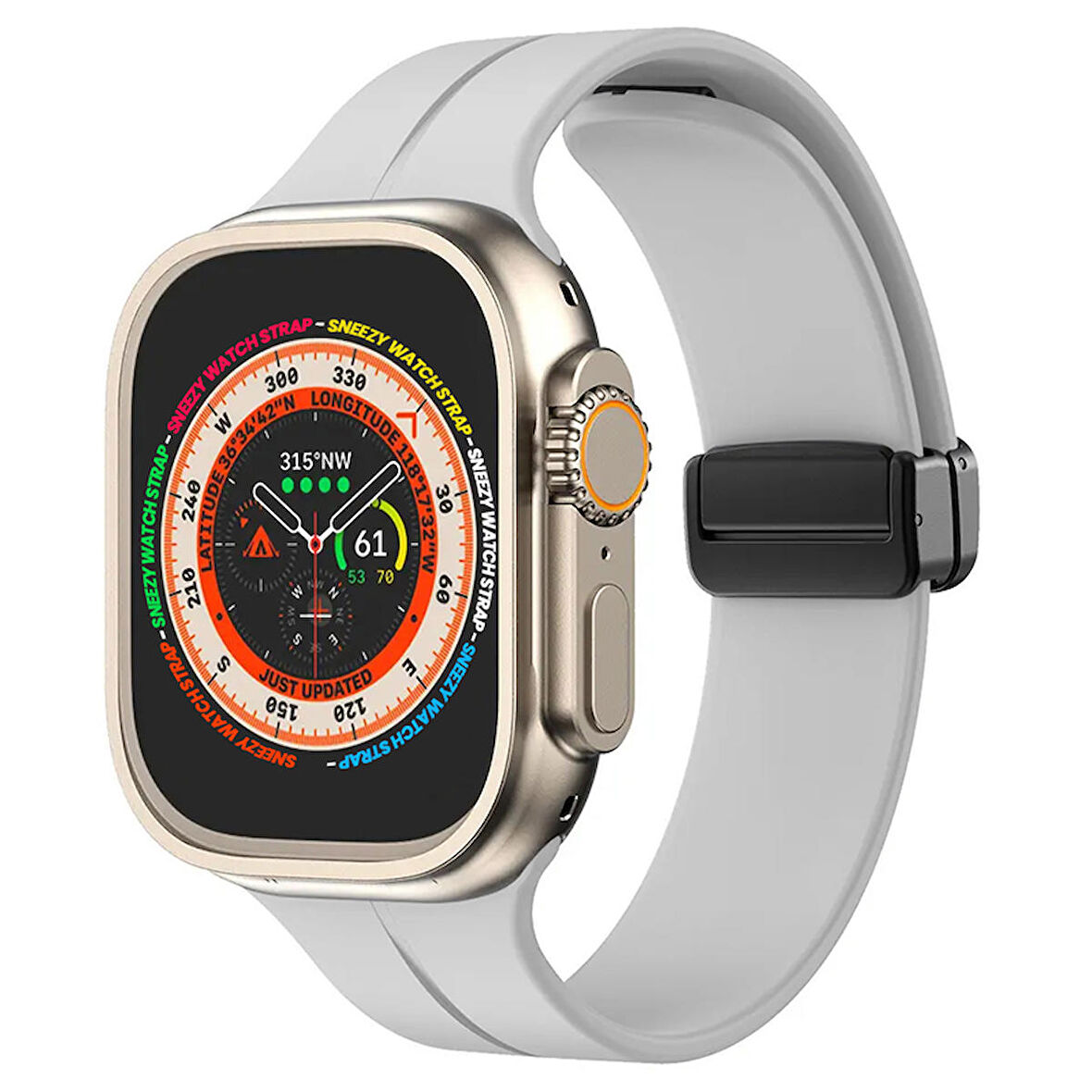 Apple Watch 49mm Ultra Seri Uyumlu Coastal Manyetik Tokalı Silikon Kordon