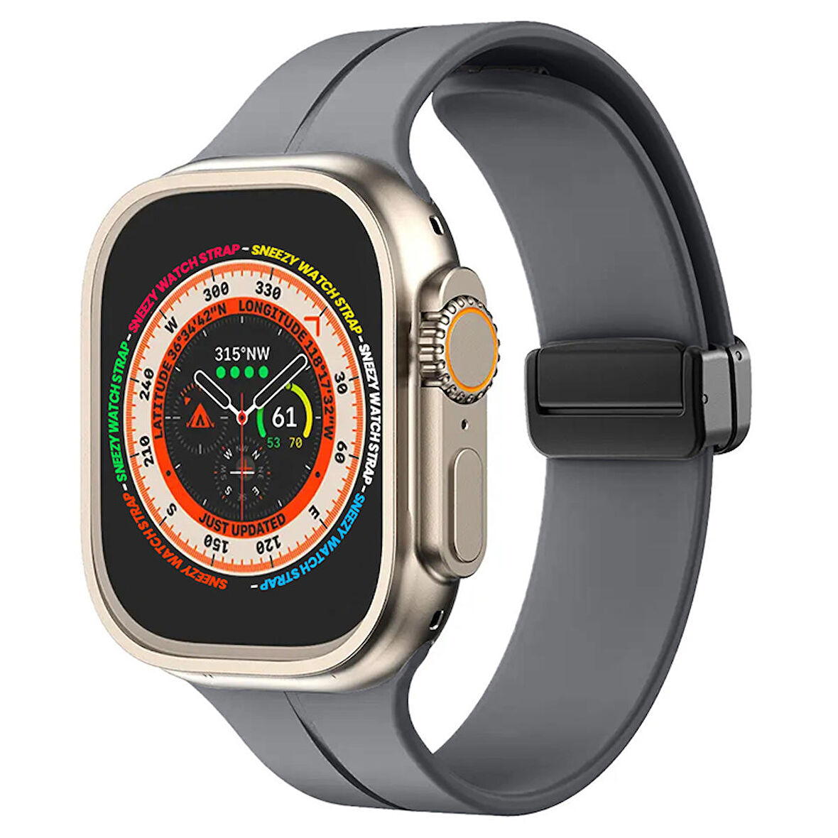 Apple Watch 49mm Ultra Seri Uyumlu Coastal Manyetik Tokalı Silikon Kordon