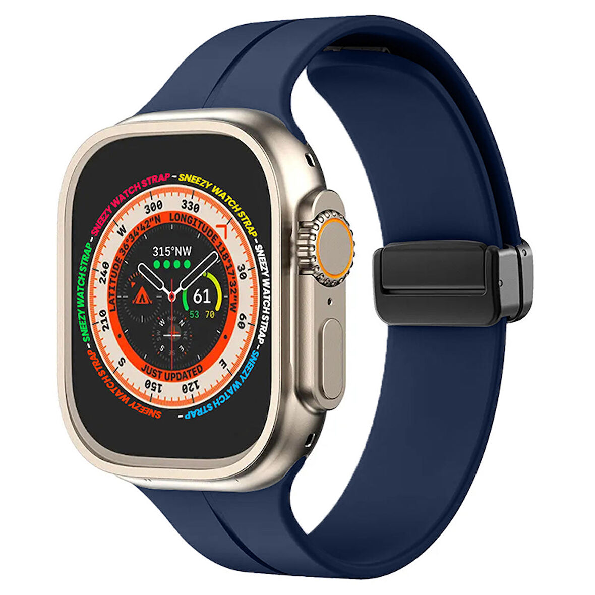 Apple Watch 49mm Ultra Seri Uyumlu Coastal Manyetik Tokalı Silikon Kordon
