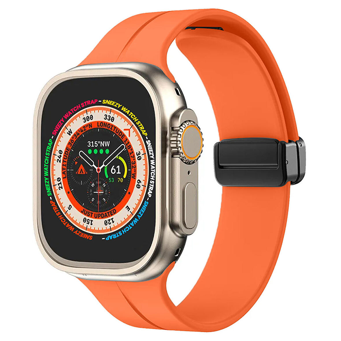 Apple Watch 49mm Ultra Seri Uyumlu Coastal Manyetik Tokalı Silikon Kordon