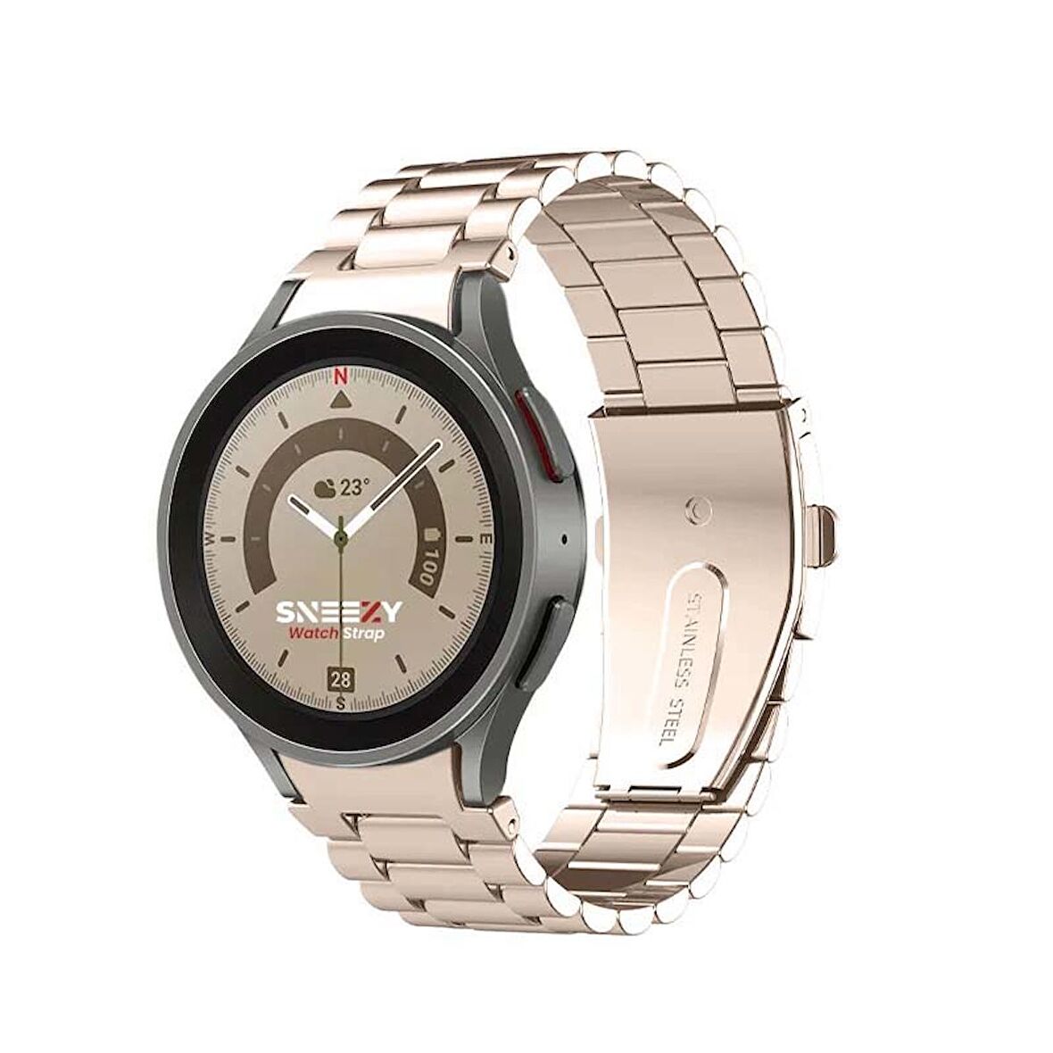 Samsung Galaxy Watch 4 5 Pro 40 42 44 45 46mm Uyumlu Kavisli Ironweft Döküm Çelik Metal Kordon