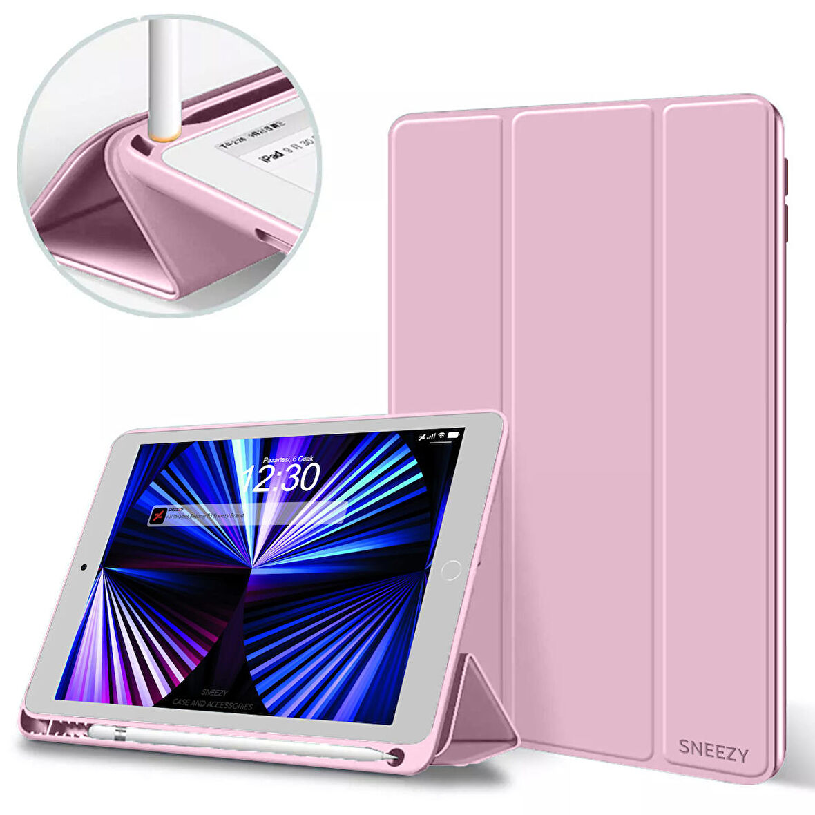 Apple iPad 7.8.9. Nesil 10.2 İnç Kılıf Craft Kalem Bölmeli Uyku Modlu Kapaklı Smart Case