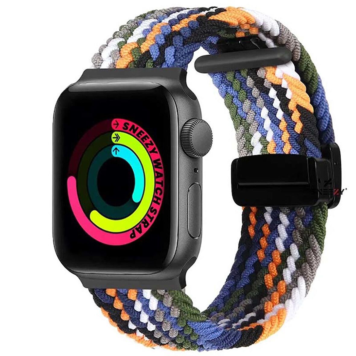 Sneezy Apple Watch 38-40-41mm İle Uyumlu FiberLink Manyetik Tokalı Kumaş Örgü Kordon