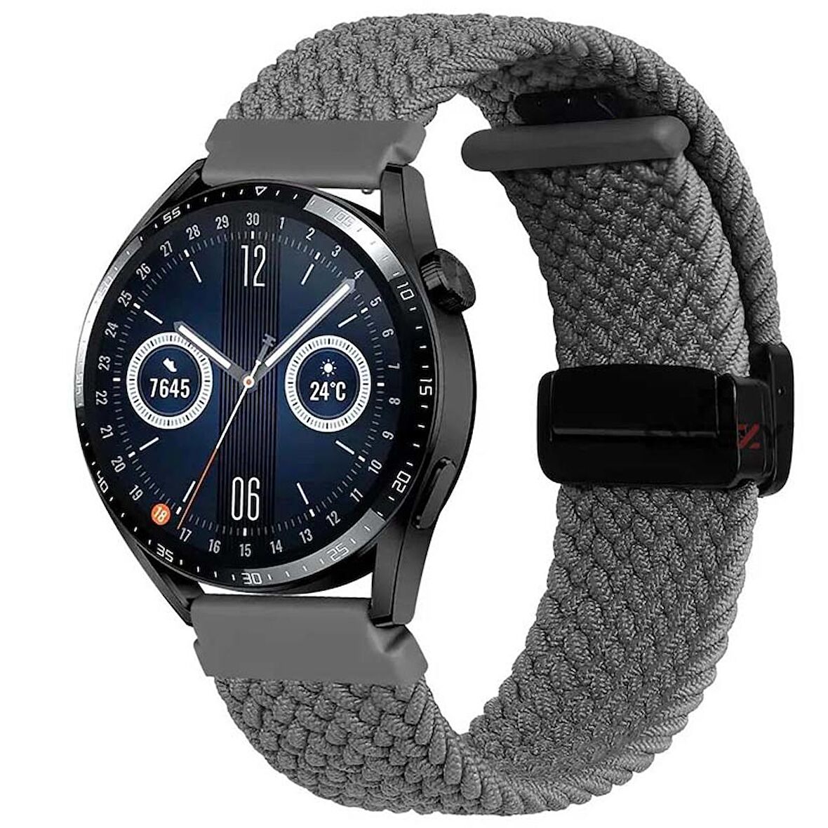 Sneezy Huawei Watch GT4 46mm İle Uyumlu 22mm FiberLink Manyetik Tokalı Kumaş Örgü Kordon