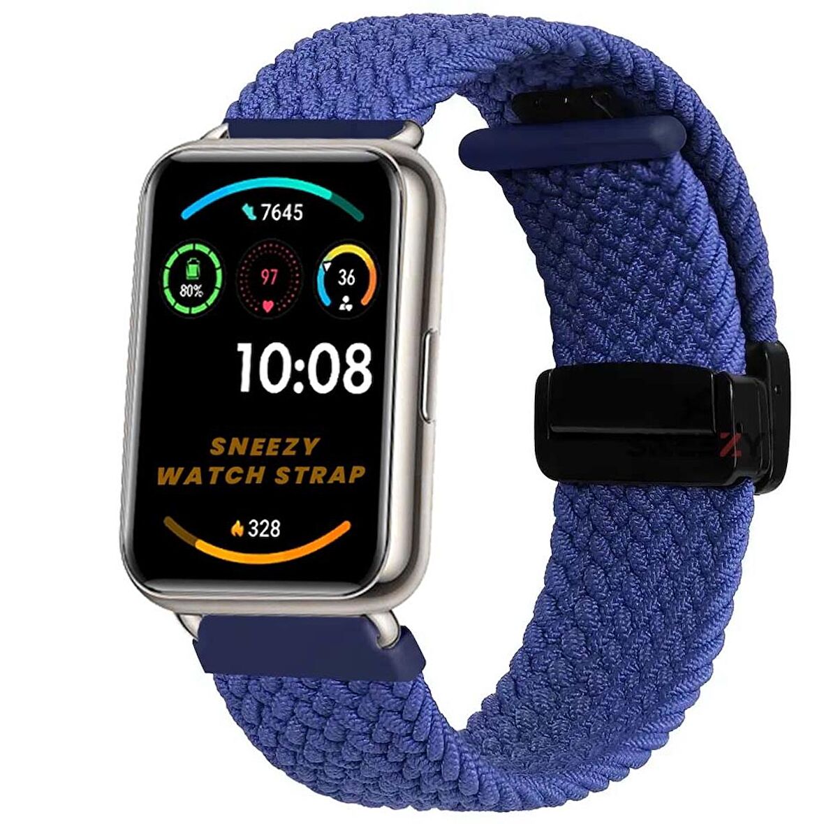 Sneezy Huawei Watch Fit 2  İle Uyumlu FiberLink Manyetik Tokalı Kumaş Örgü Kordon