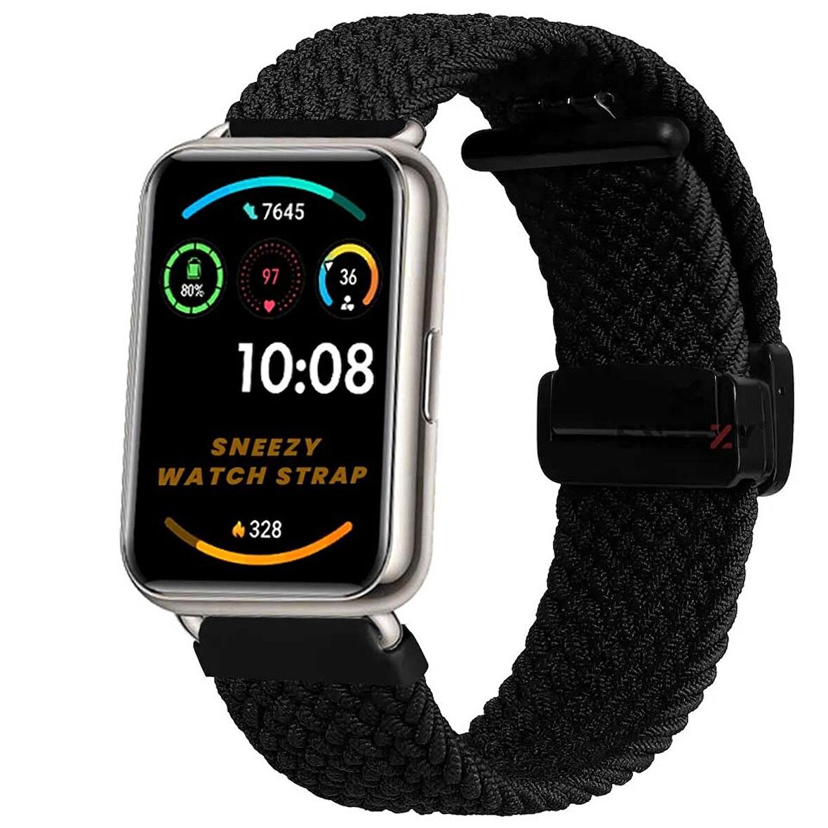 Sneezy Huawei Watch Fit 2  İle Uyumlu FiberLink Manyetik Tokalı Kumaş Örgü Kordon