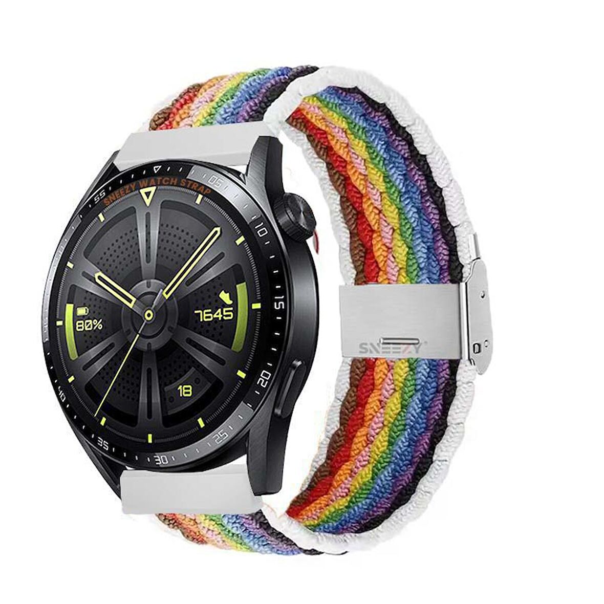 Sneezy Huawei Watch Ultimate - Watch Buds 22mm Uyumlu Metal Klips Solo Fiberlink Örgü Kordon