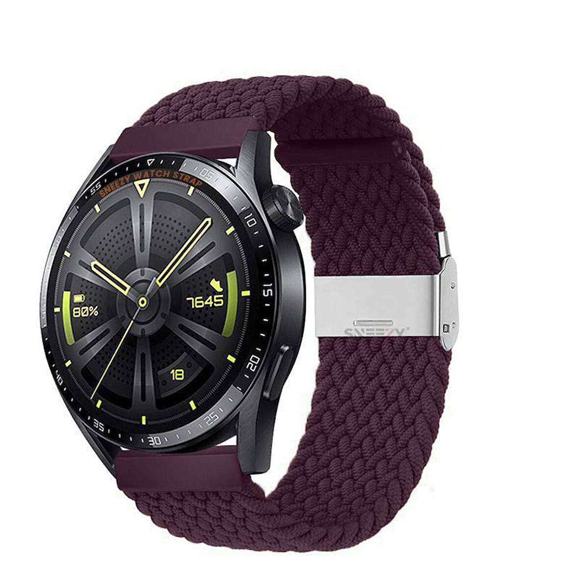 Sneezy Huawei Watch GT Runner-Sport 46mm- GT2 E 22mm Uyumlu Metal Klips Solo Fiberlink Örgü Kordon