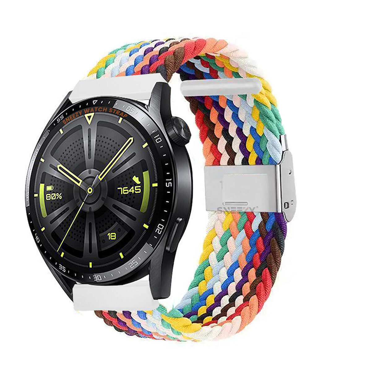 Huawei Watch 3 Elite-Classic 46mm-Watch 3 Pro 22mm Uyumlu Metal Klips Solo Fiberlink Örgü Kordon