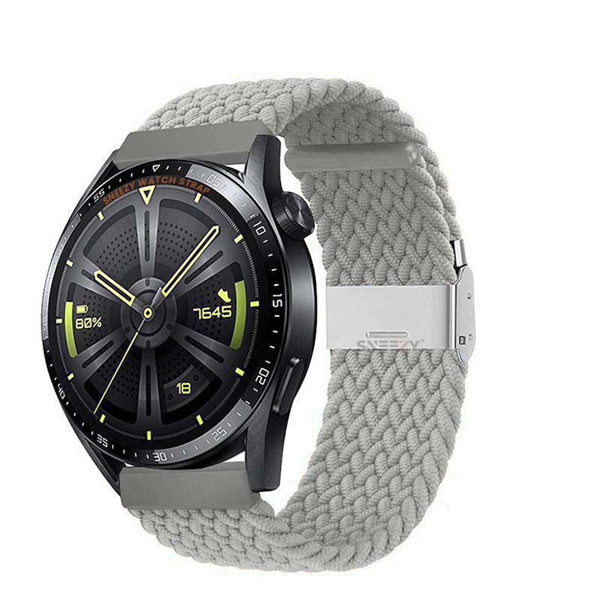 Sneezy Huawei Watch Gt4 46mm İle Uyumlu 22mm Metal Klips Solo Fiberlink Örgü Kordon