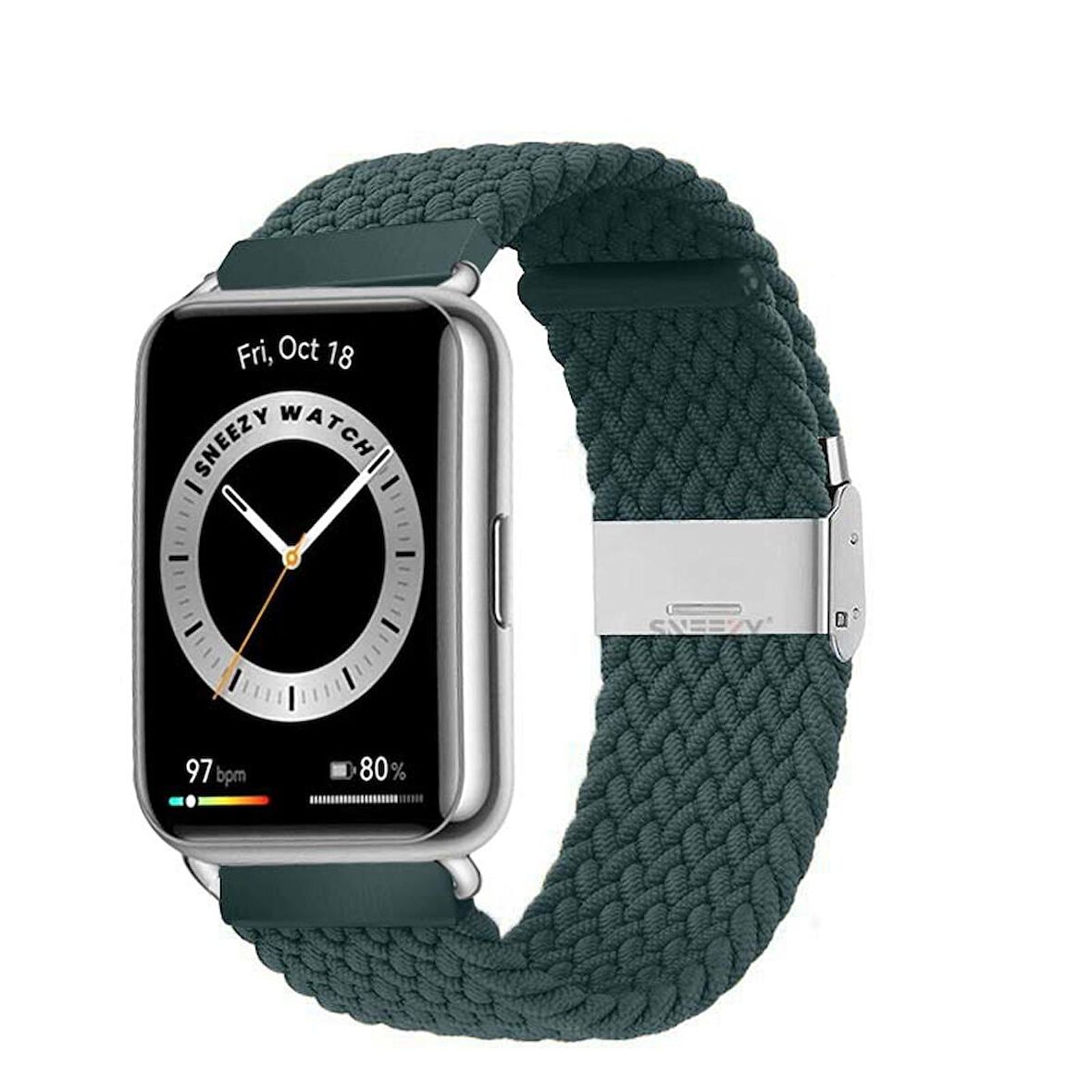 Sneezy Huawei Watch Fit 2 İle Uyumlu Metal Klips Solo Fiberlink Örgü Kordon