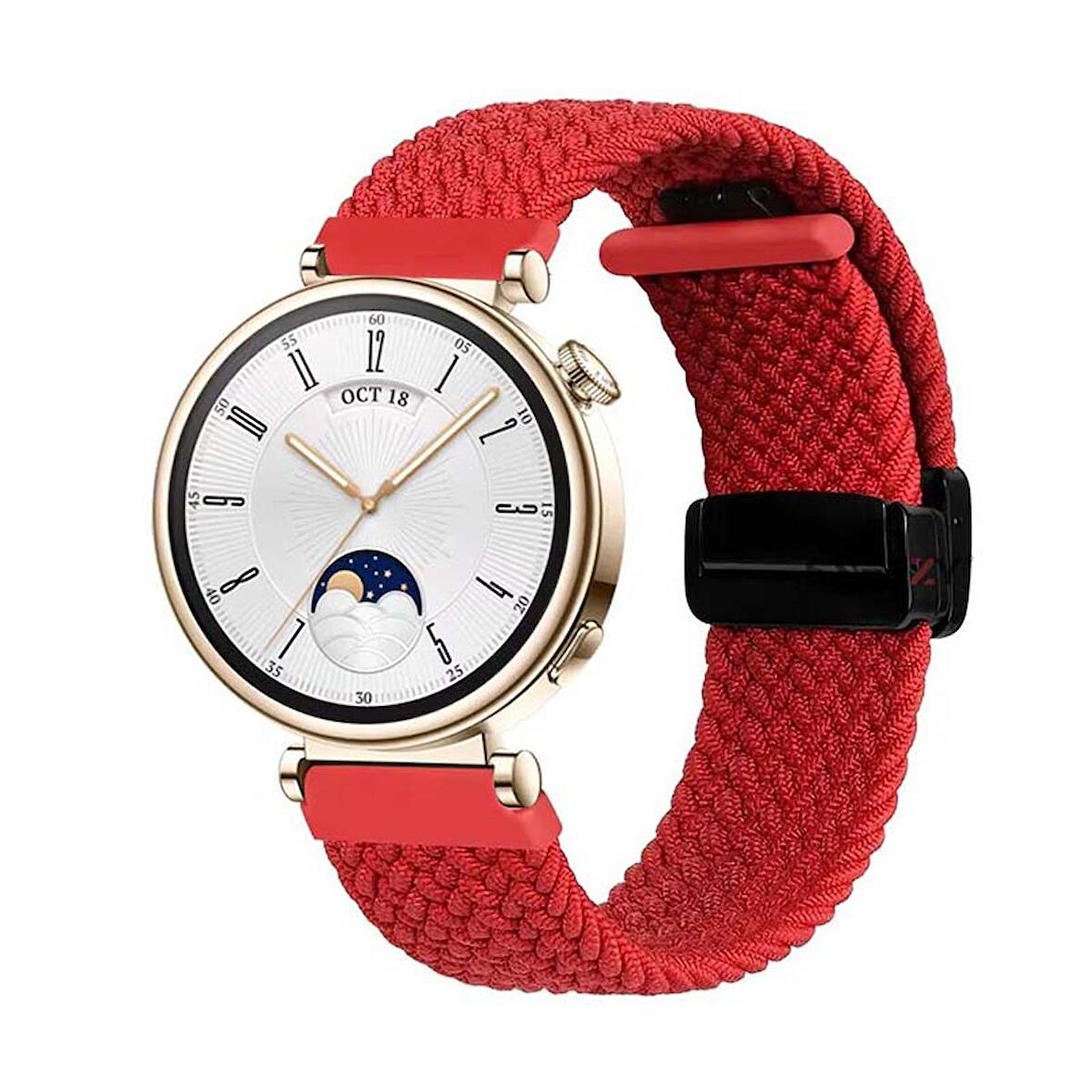 Sneezy Huawei Watch GT 4 41mm İle Uyumlu 18mm FiberLink Manyetik Tokalı Örgü Kordon