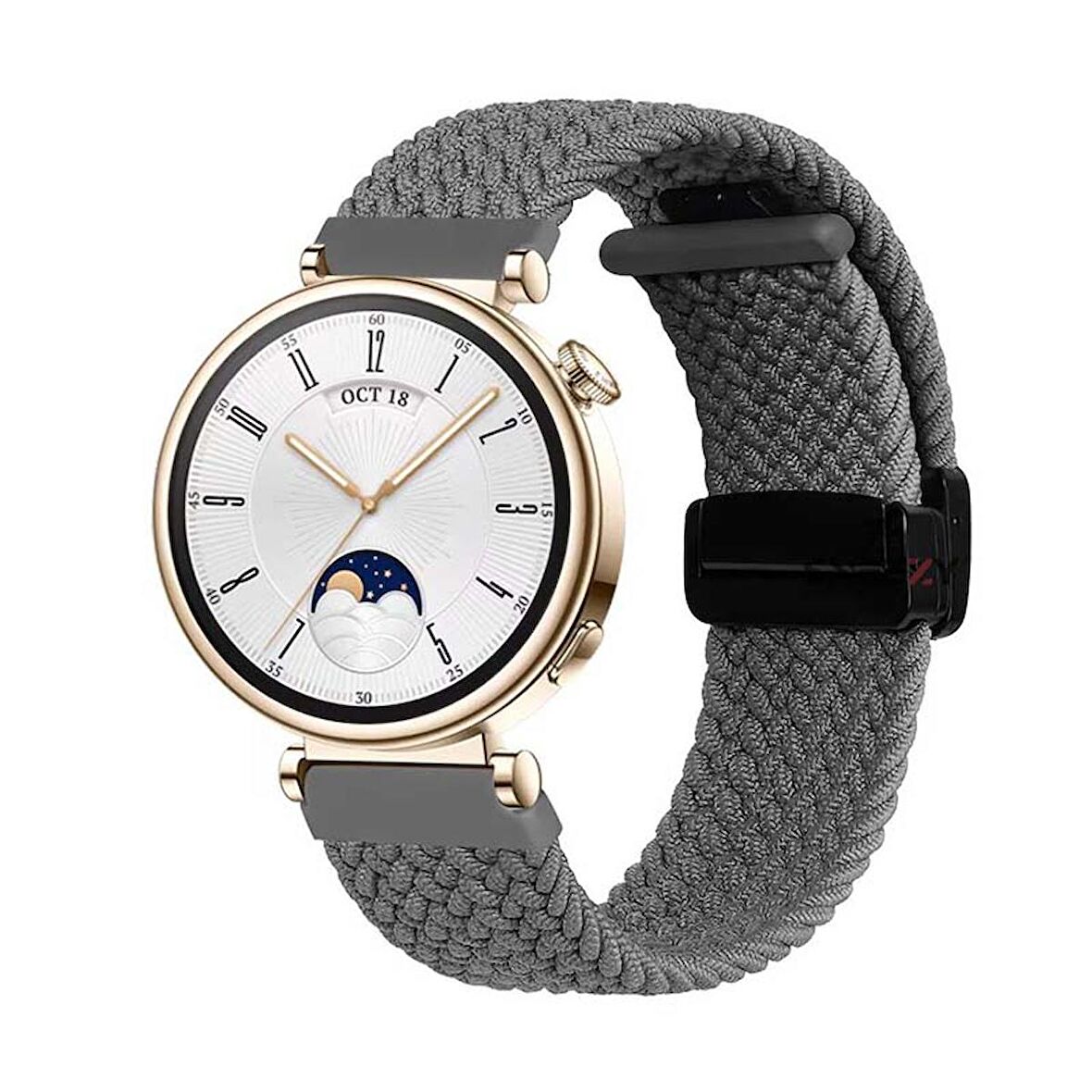Sneezy Huawei Watch GT 4 41mm İle Uyumlu 18mm FiberLink Manyetik Tokalı Örgü Kordon