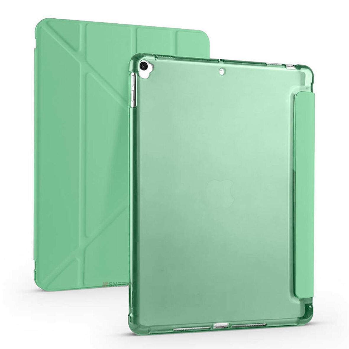 Apple iPad 9.Nesil 10.2 İnç 2021 Uyumlu Üçgen Katlanabilir Kalemlikli Standlı Akıllı Kılıf