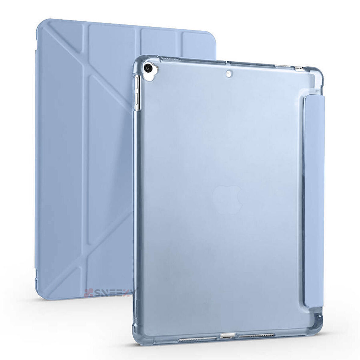 Apple iPad 7.Nesil 10.2 İnç 2019 Uyumlu Üçgen Katlanabilir Kalemlikli Standlı Akıllı Kılıf