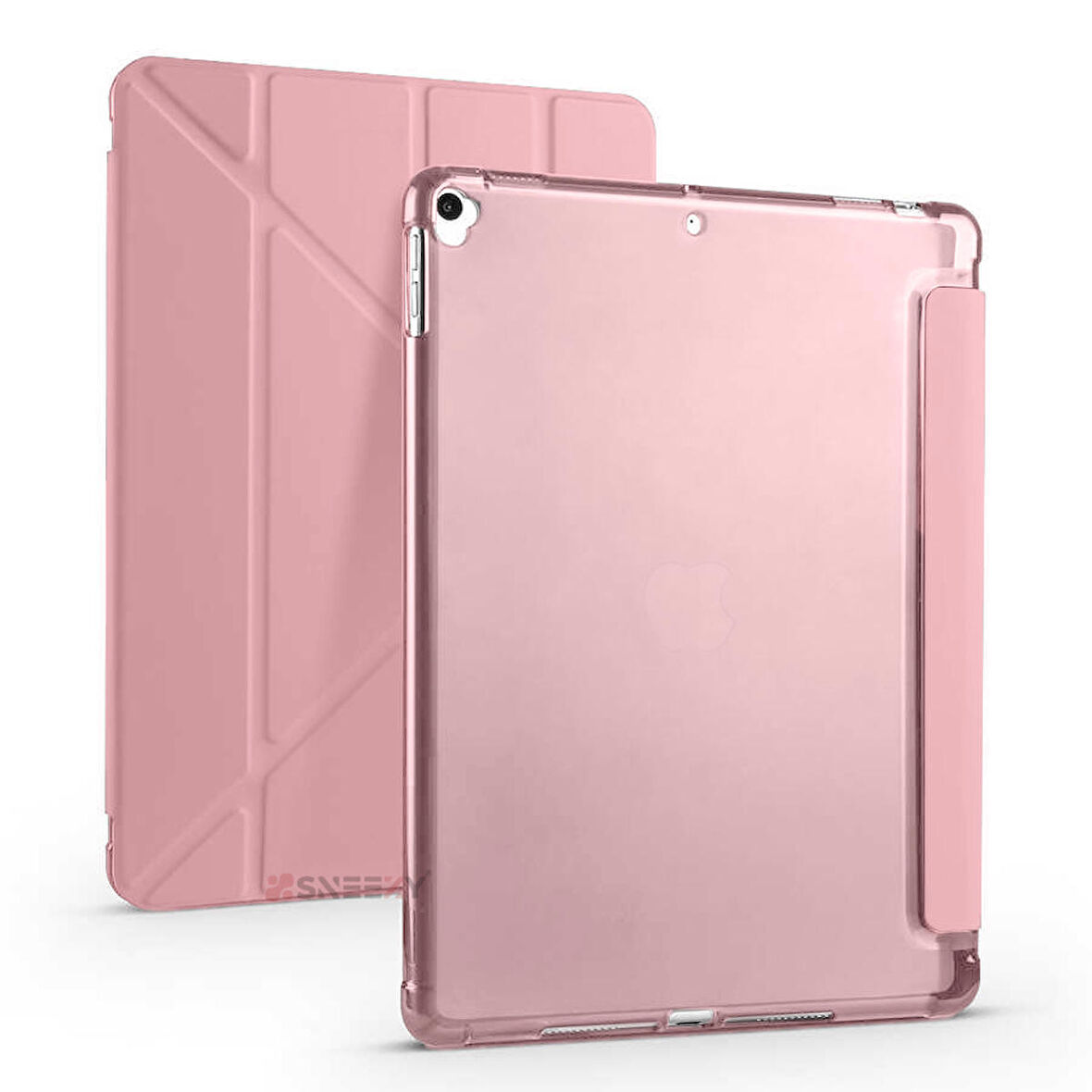 Apple iPad 7.Nesil 10.2 İnç 2019 Uyumlu Üçgen Katlanabilir Kalemlikli Standlı Akıllı Kılıf